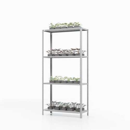 Стеллаж металлический для рассады ТС Лайт, 1500x700x400 мм. Полки: 4 шт. металл перф. (ТС 15070441)