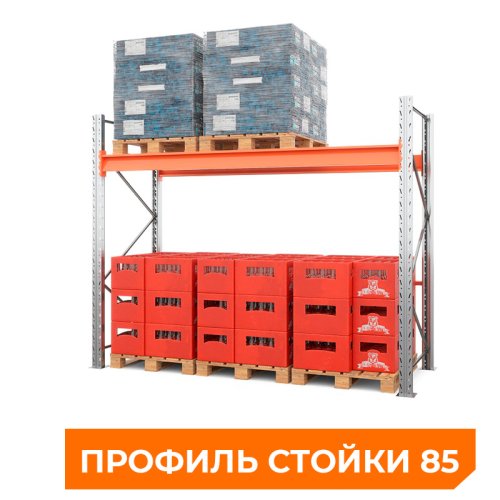 Стеллаж паллетный 2000х2700х1100 мм. Ярусы: пол+1