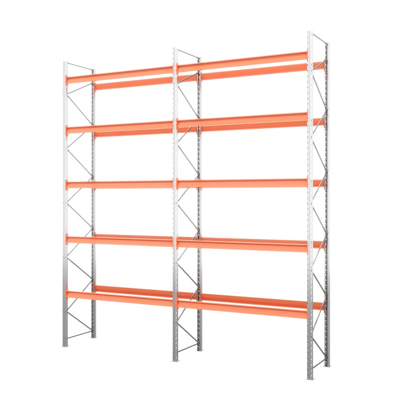 Две секции стеллажа металлического паллетного (6000х1800х1100 мм), 4 яруса